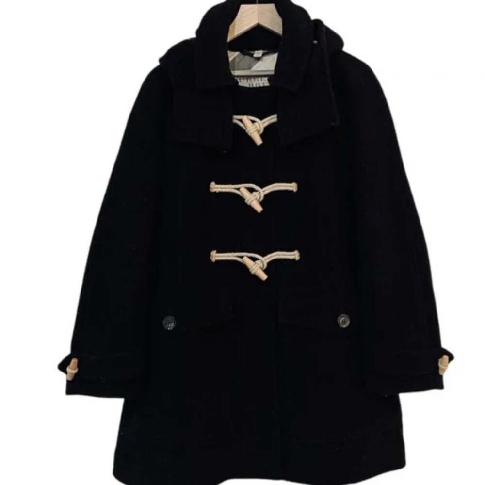 BURBERRY BRIT wool toggle pea coat / black / size 8